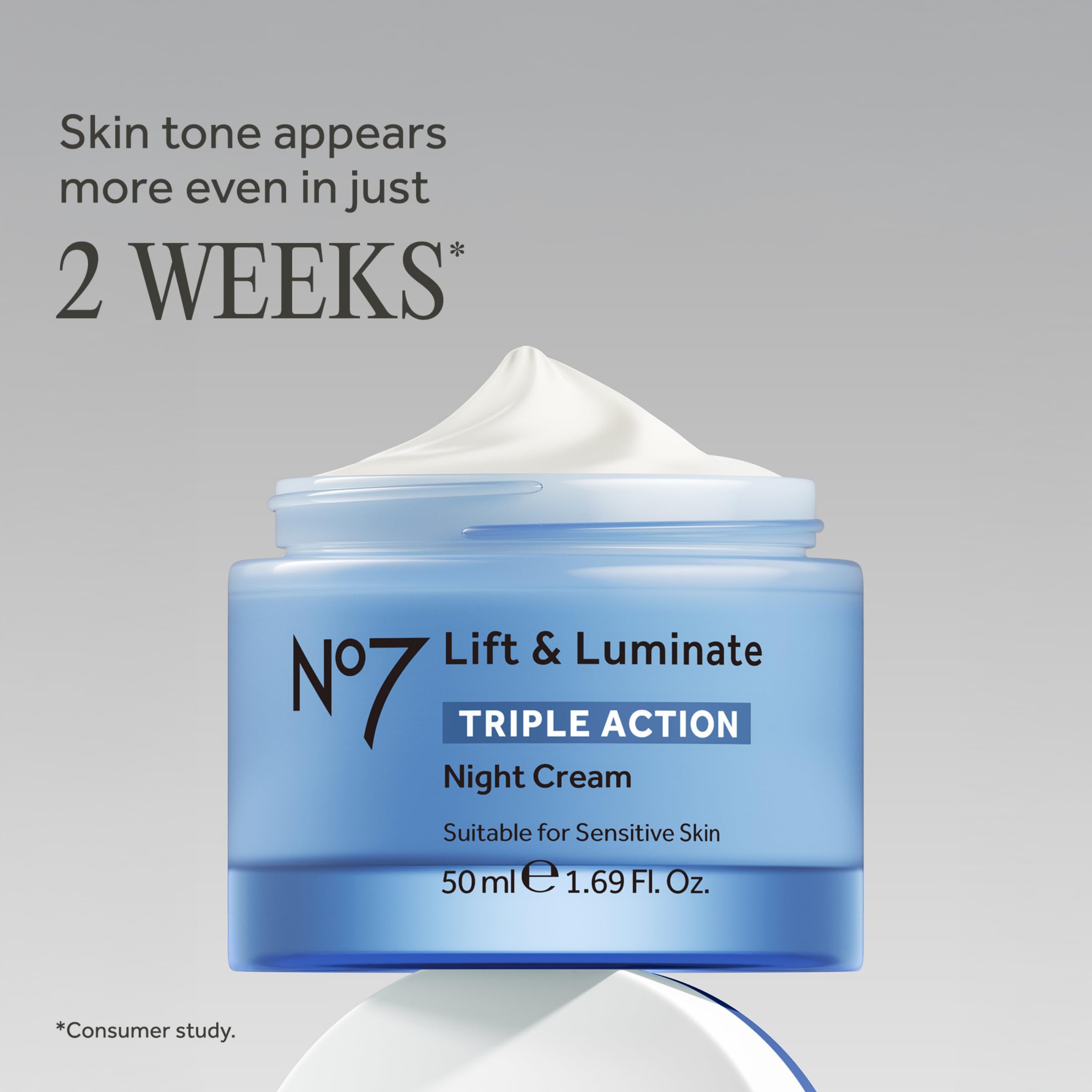 No7 Lift and Luminate Triple Action Fragrance-Free Night Cream – Anti-Wrinkle Collagen Peptide Brightening Moisturizer with Hyaluronic Acid, Hibiscus, and Vitamin C (50ml)