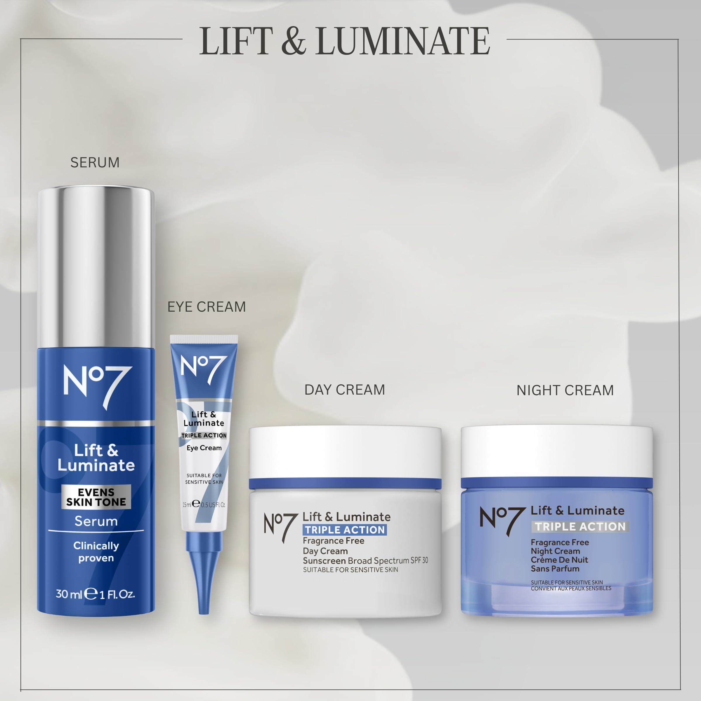 No7 Lift and Luminate Triple Action Fragrance-Free Night Cream – Anti-Wrinkle Collagen Peptide Brightening Moisturizer with Hyaluronic Acid, Hibiscus, and Vitamin C (50ml)